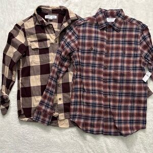 Old Navy Plaid Flannel Men's Shirt Set - Burgundy and Blue